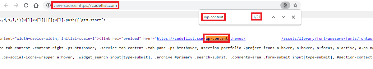 Checking wp-content in Source Code