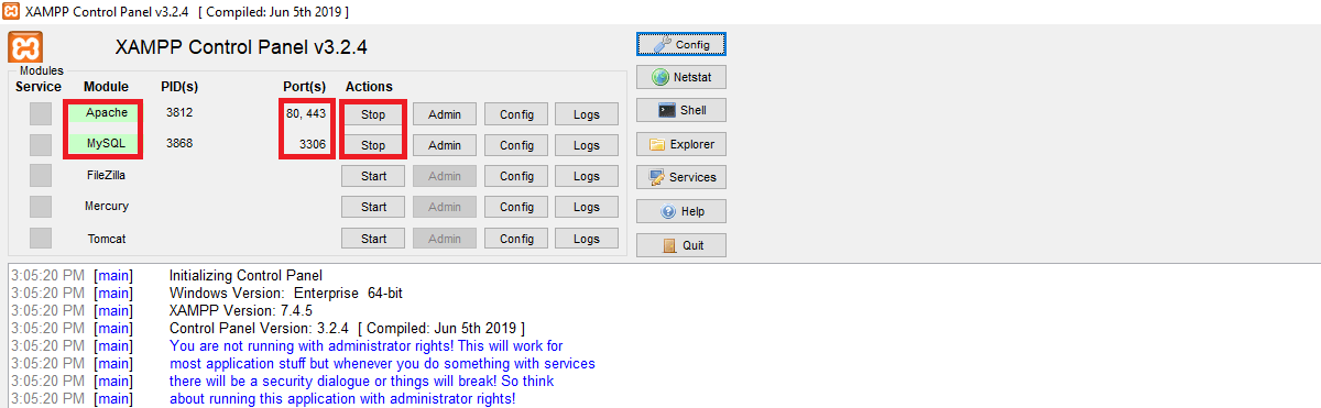 Start XAMPP Server