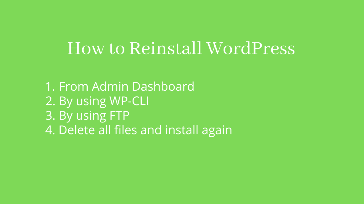 How to reinstall WordPress