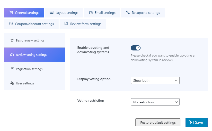 Smart Product Review Setting